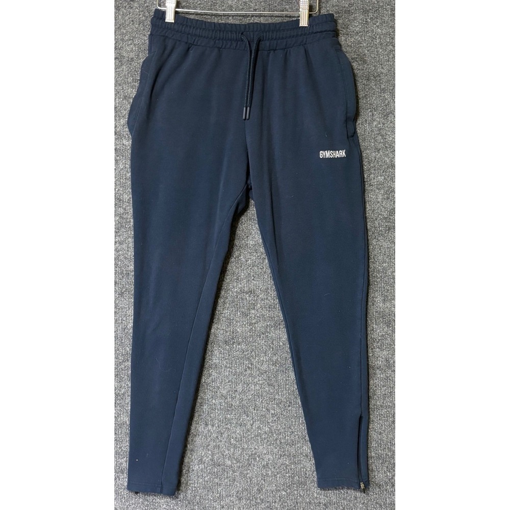 Gymshark Mens S Joggers Navy Blue Ankle Zip Tapered Slim Fit